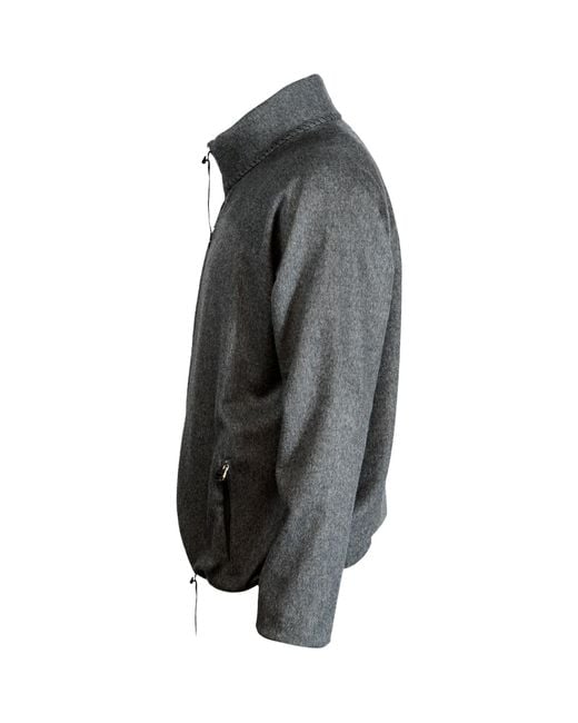 Alan Scott Gray Cashmere-Blend Track Sweater for men