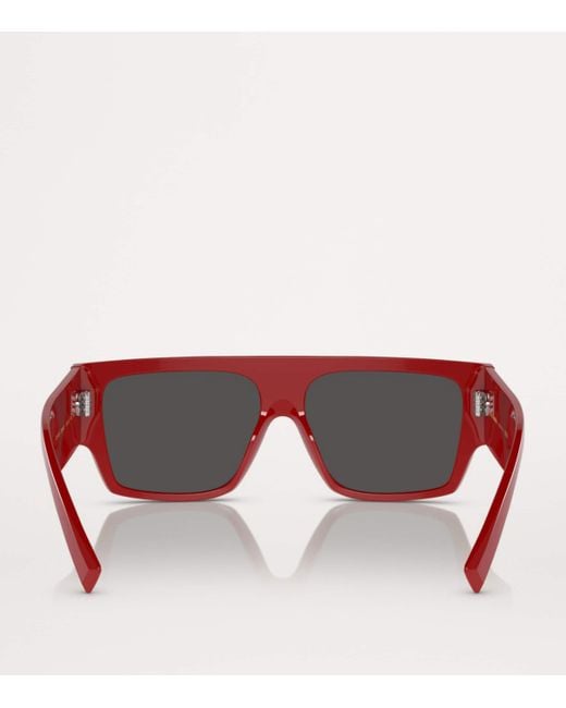 Dolce & Gabbana Red Full-Rim Square Sunglasses