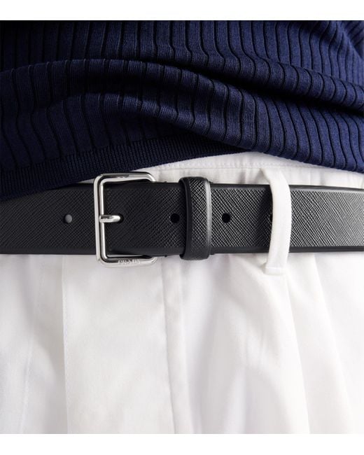 Prada Black Saffiano Leather Belt for men