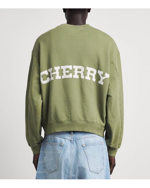 CHERRY LA Green Cotton Fleece Gecko Zip-Up Sweatshirt for men
