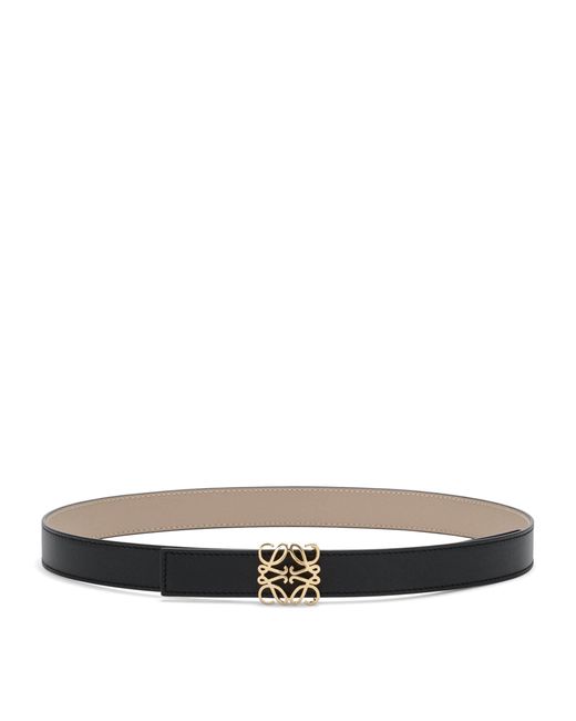 Loewe White Leather Reversible Anagram Bombé Belt