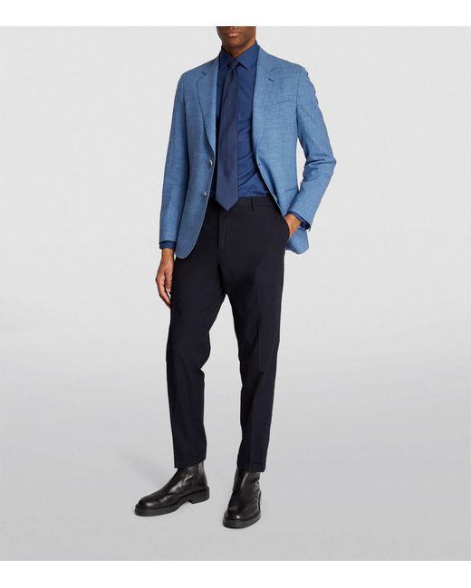 Paul Smith Blue Stretch-cotton Turn-up Chinos for men