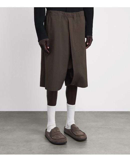 IM MEN Gray Wide-Leg Chino Shorts for men