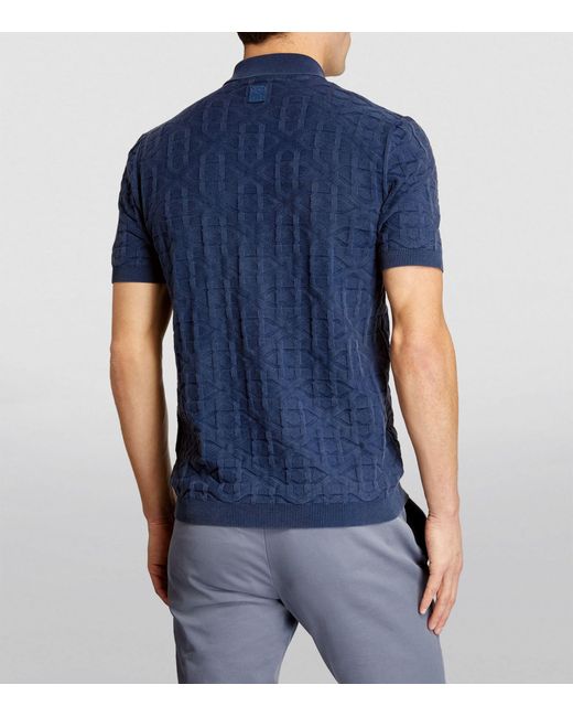 Jacob Cohen Blue Textured-knit Polo Sweater for men