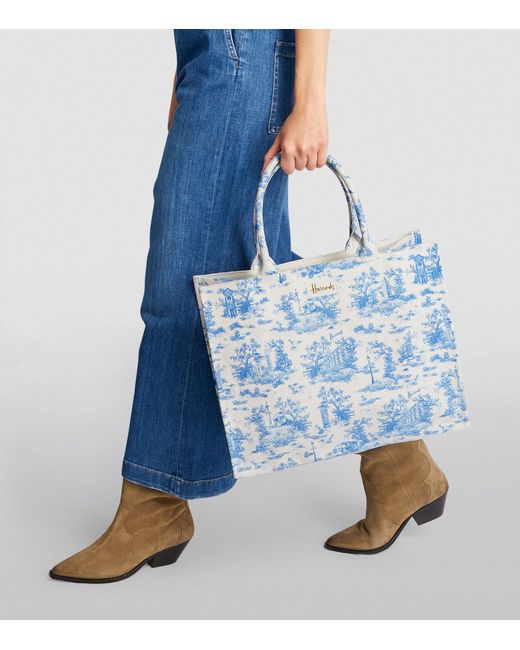 Harrods Blue Toile Grocery Shopper Bag