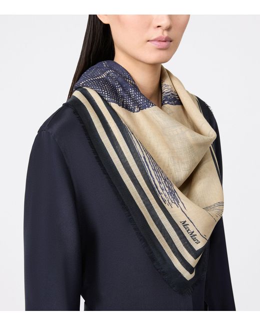 Max Mara Natural Silk Printed Scarf