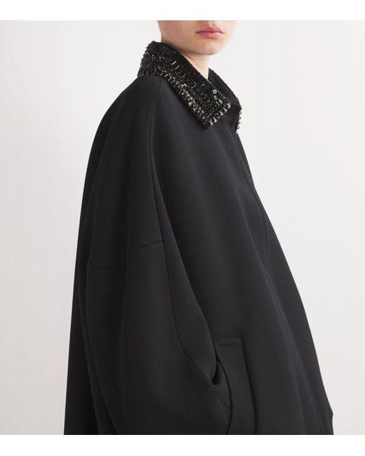 Max Mara Black Wool-Silk Embellished Coat