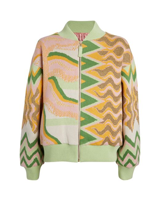 Hayley Menzies Green Cotton Jacquard Under The Sun Bomber Jacket