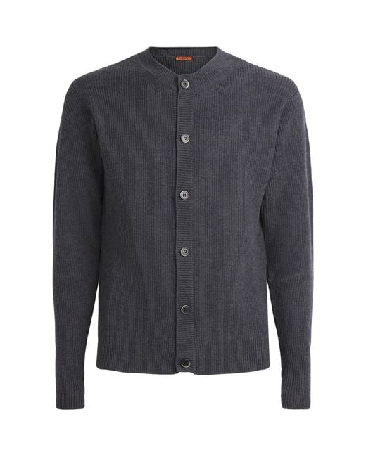 Barena Gray Virgin Wool Ribbed Cardigan for men