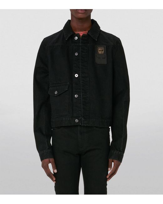 Jw Anderson Sim Card Cotton Trucker Jacket In Black