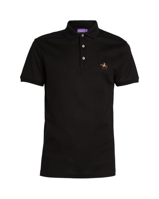Ralph Lauren Purple Label Black Cotton Logo Polo Shirt for men