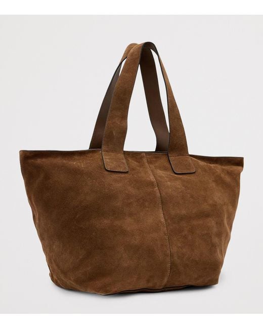 AllSaints Brown Suede Jean Rey Tote Bag