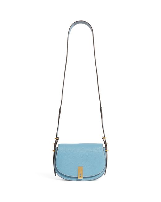 Polo Ralph Lauren Mini Leather Polo Id Saddle Bag in Blue | Lyst
