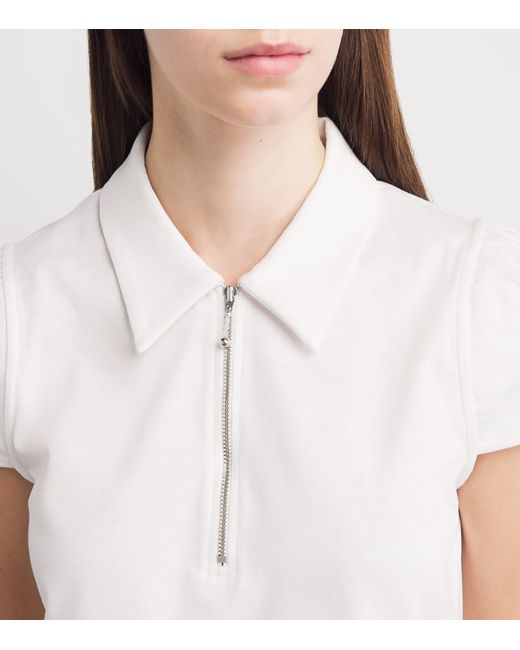 ME+EM White Organic Cotton Zipped Polo Sweater