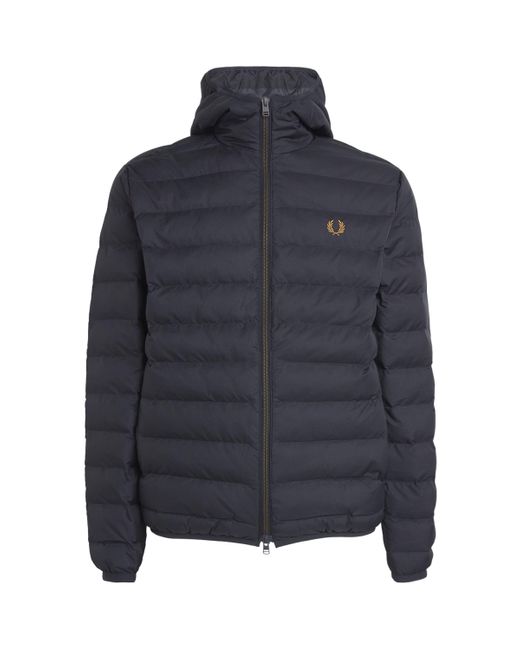 Fred Perry Blue Hooded Puffer Jacket for men