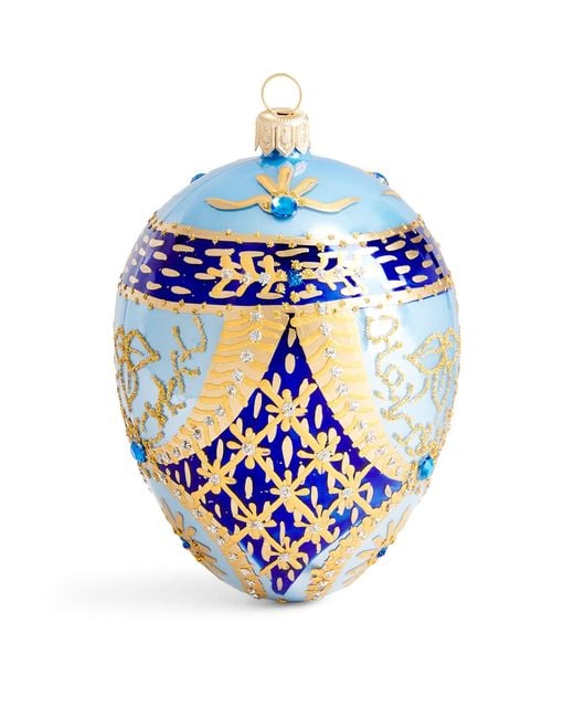 Harrods Blue Glitter-Embellished Egg Bauble
