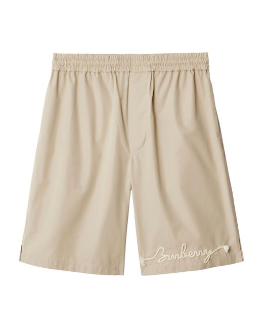 Burberry Natural Cotton Knot Logo Shorts for men
