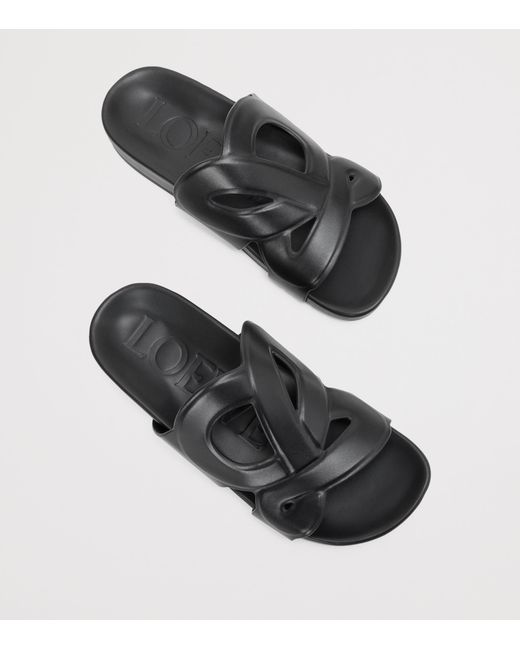 Loewe Black X Paula's Ibiza Leather Monogram Ease Slides for men