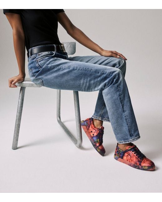Christian Louboutin Red Fun Louise Junior Satin Low-Top Trainers