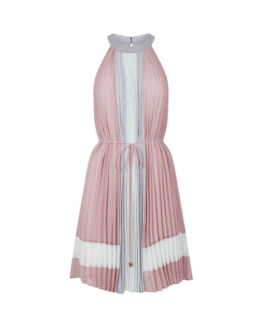 Ted baker pink pleated cheap dress
