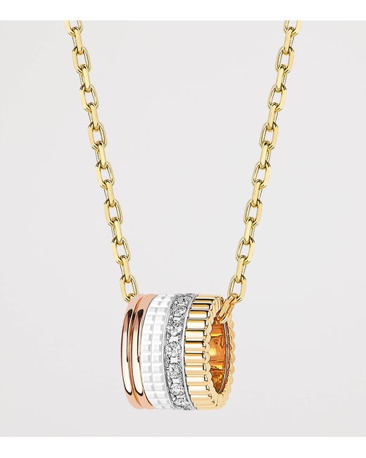 Boucheron White Large Mixed And Diamond Quatre Edition Necklace