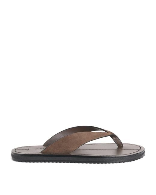 A.Emery Brown Leather Flora Flip Flops