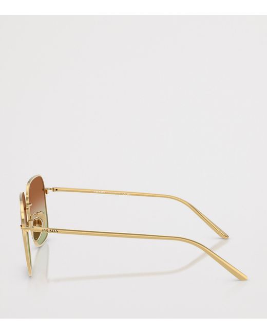 Prada Brown Metal Pr C54Sd Square Sunglasses