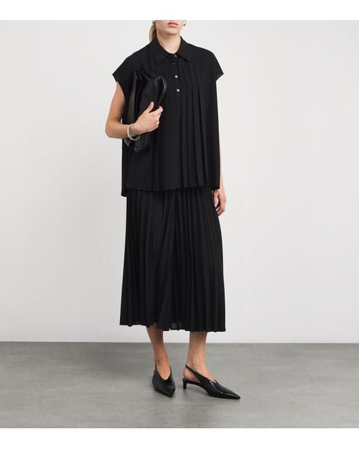 Joseph Black Pleated Antin Blouse