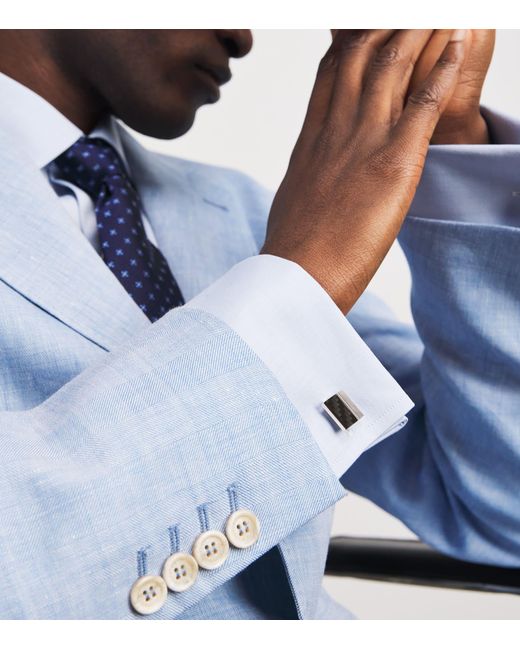 Tateossian Natural Mother-Of-Pearl And Carbon Mosaic Cufflinks for men