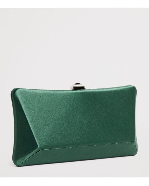 Rodo Green Satin Lally Clutch Bag
