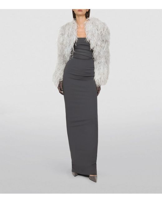 Dolce & Gabbana White Kim Dolce&Gabbana Ostrich Feather Bolero Jacket