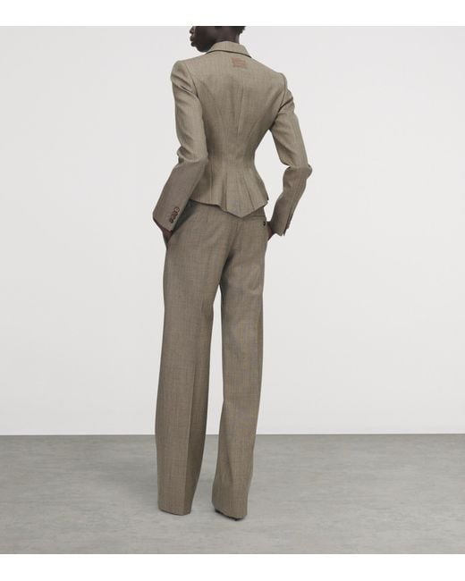 McQueen Gray Wool Bumster Wide-Leg Trousers