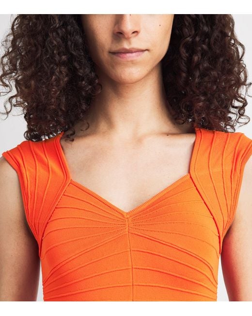 Cult Gaia Orange Knitted Maia Maxi Dress