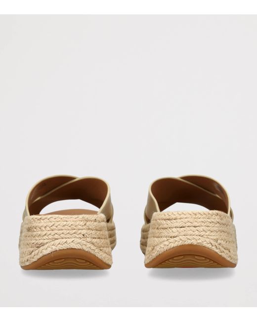 Fitflop Natural Leather F-Mode Flatform Slides