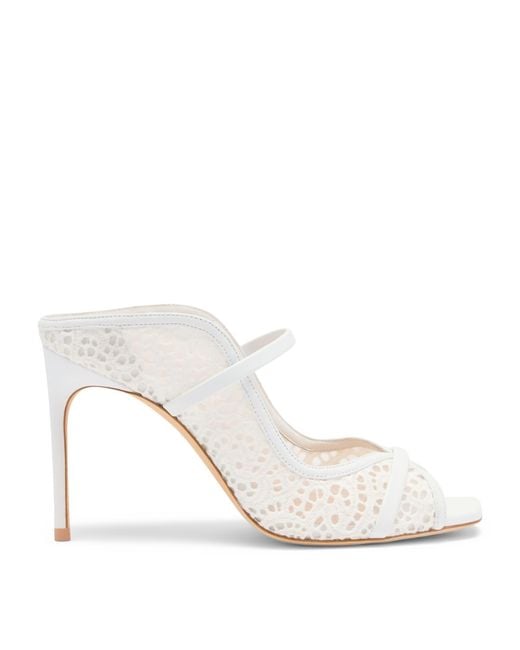 Malone Souliers White Broderie And Mesh Noah Heeled Mules 90