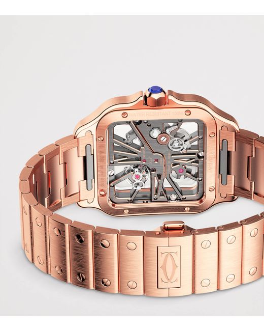 Cartier Metallic Large Santos De Skeleton Watch for men