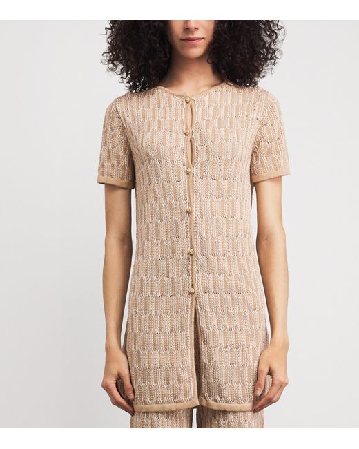 Lafayette 148 New York Natural Cotton Lace-Knit Cardigan