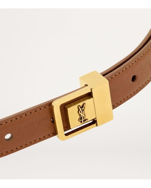 Saint Laurent White Leather Fine Ceinture Boucle Belt