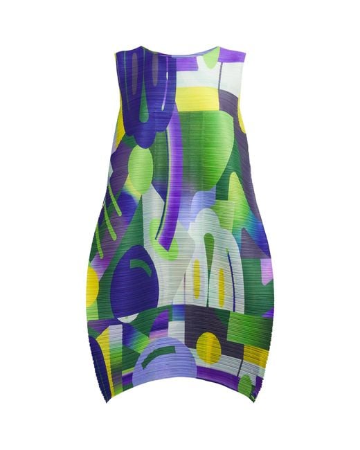 Pleats Please Issey Miyake Green Pleated Playground Tunic Top