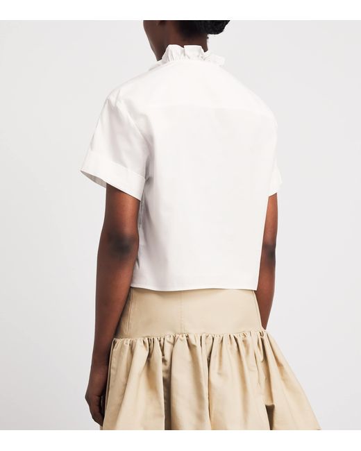Claudie Pierlot White Cotton Poplin Ruffle Blouse