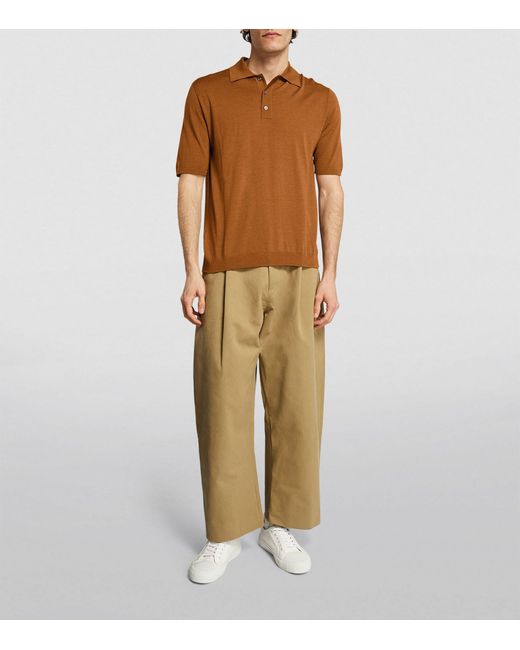 Lardini Brown Wool-silk Blend Polo Shirt for men