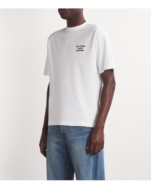 Drole de Monsieur White Cotton Slogan T-Shirt for men