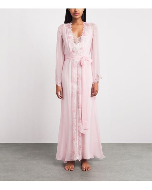 Rosamosario Pink Silk Georgette Embellished Robe