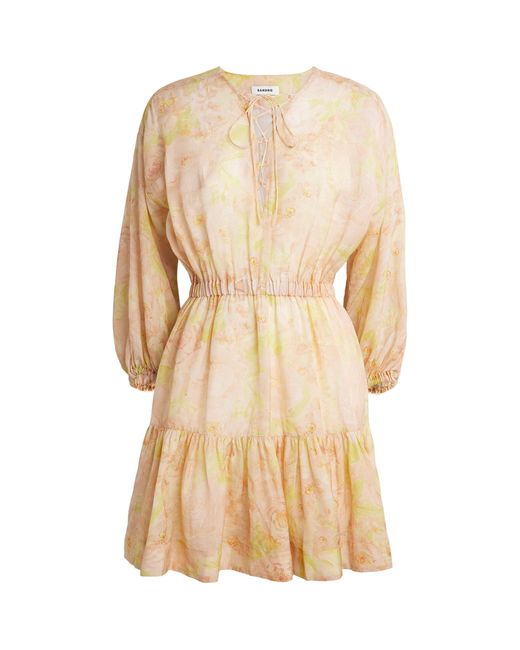 Sandro Natural Floral Print Mini Dress