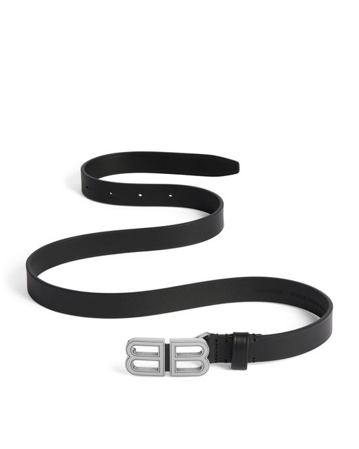 Balenciaga Black Leather Logo Hourglass Belt