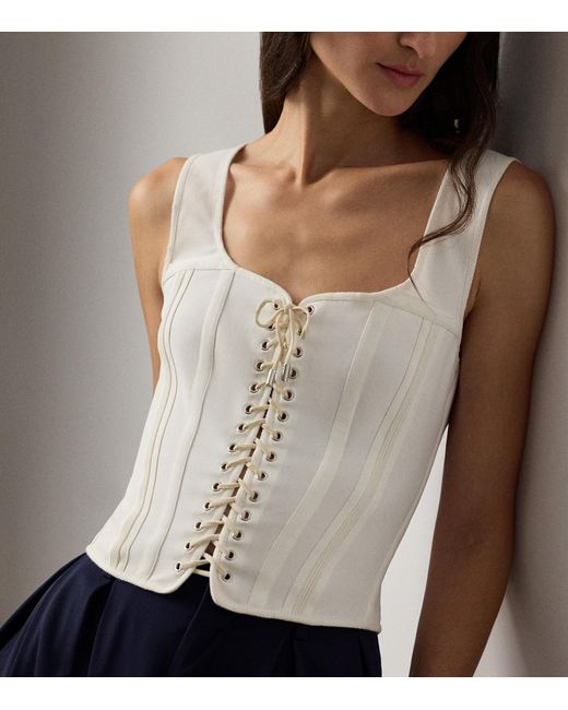 Ralph Lauren White Cotton-Blend Kat Corset Top