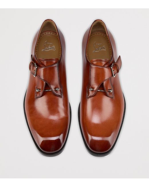 Christian Louboutin Brown Chambelimonk Leather Monk Shoes for men