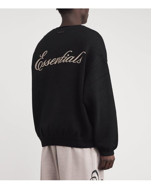 Fear Of God Black Waffle-Knit Script Sweater for men