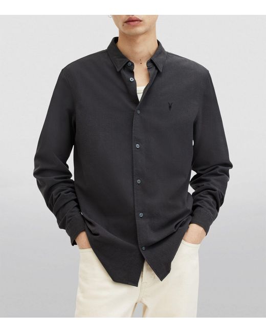 AllSaints Black Lovell Slim Shirt for men