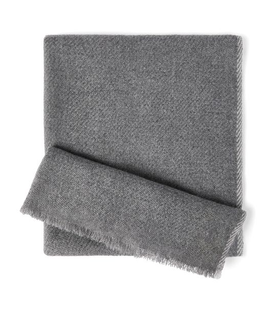 Brunello Cucinelli Gray Cashmere Fringe-Trim Scarf for men